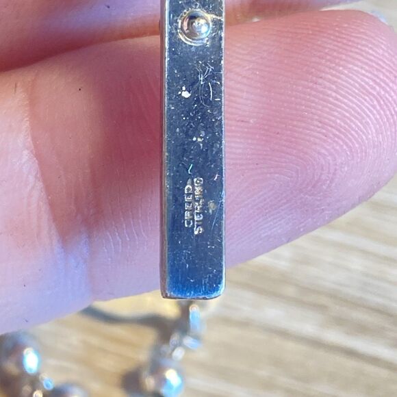 VINTAGE ALL STERLING SILVER ROSARY by CREED - 24 G 17” - CLASSIC ELEGANCE - Picture 8 of 11